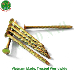 Clavos de 1-3/8 pulgadas con vástago de anillo/tornillo y diseño de cabeza a cuadros para carpintería, directamente de Vietnam |   Clavo galvanizado amarillo - Product Image 1