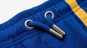 Pantalones Cortos Deportivos para Hombre, Azules, de Malla, con Rayas Laterales Amarillas, Cintura con Cordón, Transpirables, Casuales, de Poliéster Tejido - Product Image 6