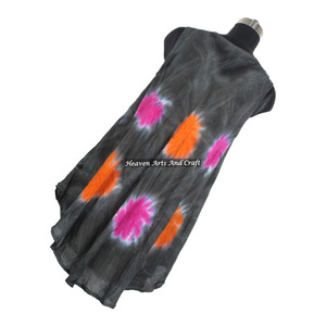 Vestido Casual Sexy para Mujer, Cuello Redondo, Tie Dye, Rayón, Vestido Tipo Paraguas, Diseño Colorido - Product Image 2