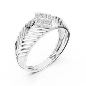 UNISEX CHEVRON LAB GROWN DIAMOND RHODIUM PLATED MINIMALIST <b>STATEMENT</b> <b>RING</b> 18KT ROSE GOLD WEDDING/ENGAGEMENT/GIFT DAILY OFFICE - Product Image 5