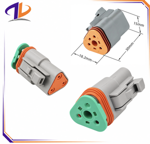 DT06-3S Kompatibler 3-Pin Kupferkontakt Nylon Wasserdichter Automobilstecker für Buchsenanschlüsse Grau DT-Serie - Product Image 1
