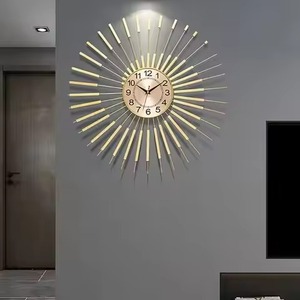 Modern Sunburst <b>Wall</b> <b>Clock</b> Metal Analog Quartz Silent Living Room Decor 60cm <b>Oversized</b> Abstract Geometric Design - Product Image 1