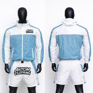 Windproof Breathable Casual <b>Men's</b> Short Zipper Hoodie and Shorts Set Training Jogging Wear Custom Logo Cotton <b>Summer</b> Adult - Product Image 1