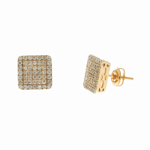 Pendientes de tuerca con racimo de diamantes redondos auténticos de 1,20 quilates, oro amarillo de 10k, color G-H de lujo para mujer - Product Image 6