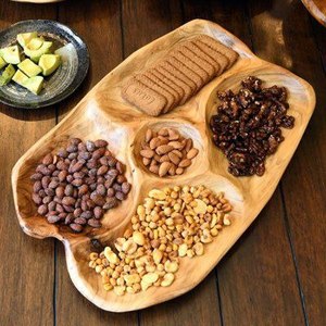 Bandejas de madera, bandeja para servir, bandeja de madera natural, tabla para servir alimentos, bandeja de madera rústica, para cocina y comedor - Product Image 3