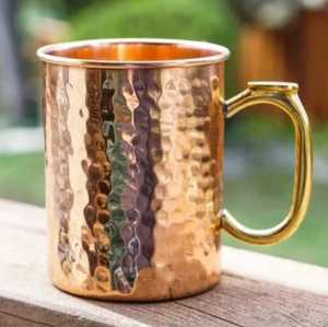 แก้วทองแดงลายตอกแบบมีดีไซน์  แก้วทองแดงเคลือบเงา สำหรับใช้ในบาร์ คลับ บ้าน ครัว และร้านอาหาร - Product Image 2