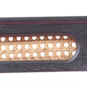 Table de salle à manger ovale 6 places en bois de manguier industriel de forme naturelle avec base métallique et pieds pliants, finition noire, écologique et durable - Product Image 4