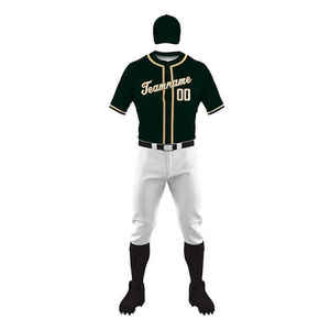 Custom <b>Baseball</b> Uniform <b>Set</b> Men's Dark Green White Pants Short Sleeve Jersey custom Team name Print Breathable All Seasons Adult - Product Image 1
