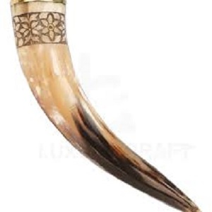 Lot de 4 cornes à boire en corne de buffle naturelle polie, écologiques, avec support en fer forgé, pour décoration Viking, historique et animale - Product Image 4