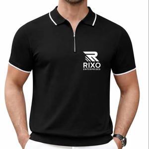Chemise Homme 100% Coton Toile Respirante Unie avec Logo Personnalisé Manches Courtes Décontractée Business Golf Boutonnée Unie - Product Image 4