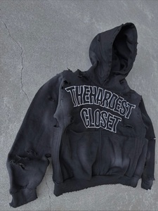 Custom Oversized Distressed <b>Zip</b> Up Hoodie Heavyweight Cotton Vintage Washed Streetwear Full <b>Zip</b> <b>Hooded</b> Sweatshirt for Men Women - Product Image 2