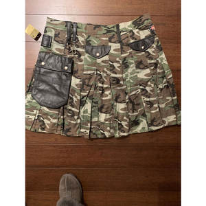 Kilt en toile à motif camouflage pour homme avec accents en cuir personnalisés, vente en gros 2026 - Product Image 5