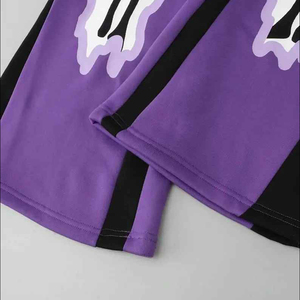 Conjunto de Sudadera con Capucha y Pantalones Deportivos con Estampado de Esqueleto para Halloween, Ropa Deportiva Morada con Gráficos de Huesos - Product Image 4