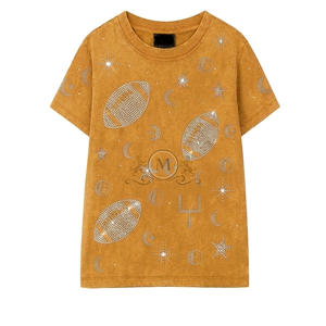 T-shirt personnalisé pour homme avec strass, coupe oversize, manches courtes, col rond, motif football tricoté, style décontracté, impression logo au dos - Product Image 1