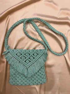 Macrame กระเป๋าทรงถังสำหรับผู้หญิงกระเป๋าสะพายไหล่ชายหาดงานแฮนด์เมดกระเป๋าถือแบบสะพายข้าง - Product Image 2