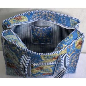 Indian Handmade Quilted Cotton Tote Bag Floral Print Shoulder Bag Women <b>Boho</b> Shopping <b>Handbag</b> - Product Image 2