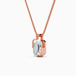 Emerald Cut Diamond <b>Necklace</b> Women's White <b>Gold</b> Certified Classic Engagement Jewelry D Color Natural Stone - Product Image 3