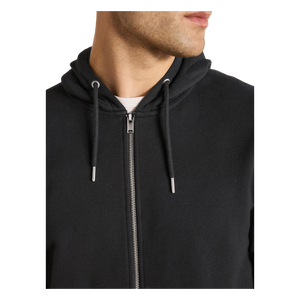 Sweat-shirt à capuche zippé noir pour homme, coupe classique, couleur unie, coton French Terry, style décontracté automne - Product Image 4