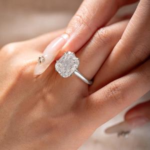 แหวนเพชรแล็บทรง Old Mine Cut น้ำหนัก 6.5 กะรัต ทองคำขาว 14k แหวนหมั้นเพชรทรง Cushion สไตล์โบราณ รับรองโดย IGI แหวนเพชรเม็ดเดี่ยวสไตล์วินเทจ - Product Image 3