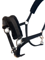 Équipement d'équitation confortable rembourrage épais polaire fourrure rembourré collier de tête de cheval licou pratique