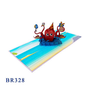 Carte pop-up Poulpe Joyeux Anniversaire Tendance Actuelle, Faite à la main au Vietnam (Hanoï), Design Personnalisé, Artisanat en Papier, Meilleur Choix de Cadeaux - Product Image 3