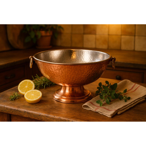Grand saladier en acier inoxydable et cuivre avec poignée, pour la cuisine, la salle à manger, les salades, les fruits, la maison et les restaurants - Product Image 4