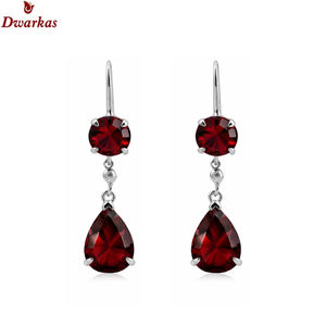 Pendientes geométricos elegantes y modernos para mujer, rodio, plata de ley 925, piedra de granate natural, regalo para fiesta de aniversario - Product Image 2