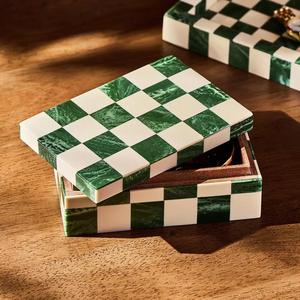 Handmade Bone Inlay Floral Design European Modern Luxury 2-Layer Rectangle Jewelry Storage <b>Box</b> Premium Resin Wood Custom Sizes - Product Image 1
