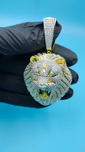 Colgante de Cabeza de León con Diamantes de Moissanita, Plata 925, Diseño Animal Hip Hop, Chapado en Plata, Joyería de Lujo Unisex VVS - Product Image 4