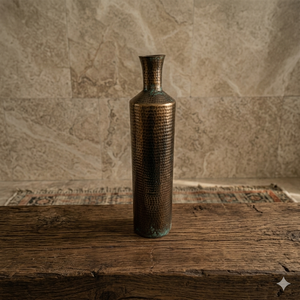 Tall Design Nickel Finished Metal Vases Hammered Decorative Table Centerpiece Home Living Room Wedding Party Decoration - Product Image 2