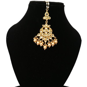 Indian Classic Custom Design Maangtikka Headpiece Jewelry Beads Floral Kundan Stone <b>Studded</b> artificial Beads Girls Ethnic Tikka - Product Image 3