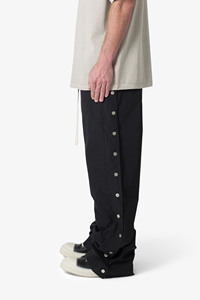 Men Nylon Panel Design Track <b>Pants</b> Elastic Waist Loose Straight Fit Contrast Piping Streetwear OEM Custom Manufacturing - Product Image 5