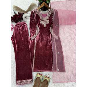 Conjunto de traje de fiesta de diseñador para mujer con parte superior-Dupatta y parte inferior elegante-Dupatta y parte inferior para mujer - Product Image 3