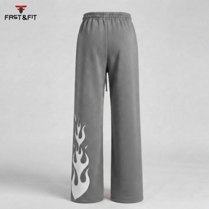 Custom Men Loose Pants Solid Color Joggers Sweat Pants Flared Sweatpants With Logo Digital Print mens pants - Product Image 5