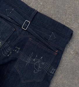 Pantalones Vaqueros de Mezclilla de Cintura Alta para Hombre, con Bordado de Notas Musicales, Corte Holgado, Estilo Casual Urbano, Estilo Primavera - Product Image 6