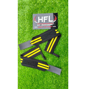 HFL Adjustable Elastic Wrist <b>Wraps</b> for Weightlifting Strength Training Joint Protection Customizable <b>Black</b> Yellow - Product Image 1