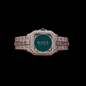 สายนาฬิกาข้อมือสแตนเลสสตีลสำหรับผู้ชาย RAHA EXPORT Luxe ประดับเพชร ขนาด 20 มม. ลายพรางสีเขียวดำ พร้อมกลไกควอตซ์และเพชรโมอิสซาไนต์ - Product Image 4