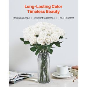 Fiori Artificiali in Schiuma Bianca Realistici, 120 Pezzi, Rose Finte per Bouquet da Sposa Fai-da-Te e Addio al Nubilato, Steli Bianchi Finti - Product Image 3