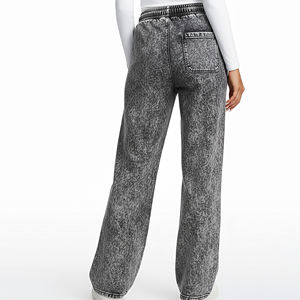 Premium Quality Lightweight <b>Elastic</b> Waistband Acid Wash Sweatpants Hip Hop Style Wide Bottom Fashionable Streetwear Jogger Pants - Product Image 6