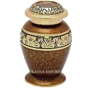 Hermosa urna de recuerdo marrón para un ser querido Urna de metal de nuevo tema personalizada con acabado grabado brillante para bebés - Product Image 1