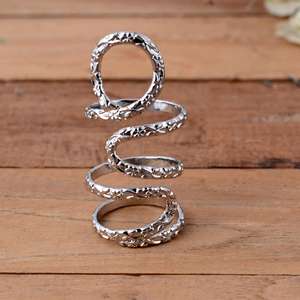 SHYAM JEWELRS Handmade Luxury Unisex Floral Textured 925 Silver <b>Adjustable</b> Full Finger Arthritis <b>Ring</b> Splint for Knuckle Support - Product Image 1