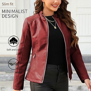 Women's 100% High Quality Sheep Skin Leather Regular Breathable Winter Blouson Jacket Cotton Filling New Stylish <b>Fabric</b> - Product Image 2