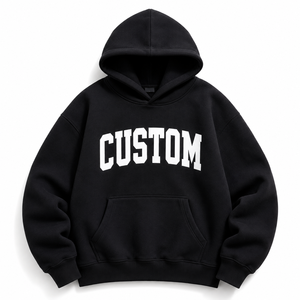 Trendy <b>Drop</b> Shoulder Hoodie Black <b>Back</b> Print Oversized Cotton Fleece Hooded Sweatshirt Private Label Custom Logo Hoodies OEM ODM - Product Image 4