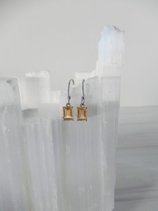 Boucles d'oreilles en citrine, argent sterling, pierre précieuse jaune, boucles d'oreilles pendantes, pierre de naissance de novembre, cadeau de bijoux pour femmes - Product Image 4