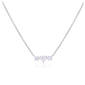 925 Sterling Silver Necklace Pendant with Heart and Princess Cut CVD Diamonds Lab Grown Diamond Pendant Necklace with Chain - Product Image 4