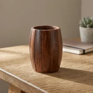Support de stylo en bois artisanal, organiseur de bureau vintage, porte-crayons, rangement de papeterie, porte-couverts pour le bureau et la maison - Product Image 4