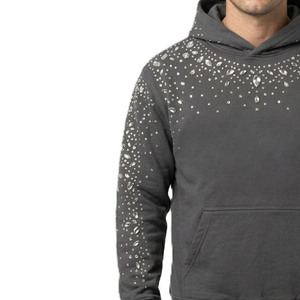 Luxury Rhinestone Scatter Hoodies High GSM Cotton Fleece Boxy Fit Premium <b>Pullover</b> Custom Logo High Quality Bulk OEM Branding - Product Image 5