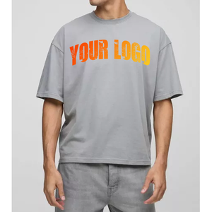 Camiseta Oversize de Algodón 270g con Diseño de Logotipo Personalizado, Estilo Hip Hop, Lavado Ácido, Efecto Envejecido - Product Image 4