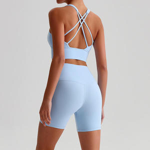 ชุดโยคะผู้หญิงดีไซน์ใหม่ แบบมืออาชีพ แห้งเร็ว เป็นมิตรกับสิ่งแวดล้อม 2 ชิ้น ผลิตจากผ้าสแปนเด็กซ์/โพลีเอสเตอร์ ขายส่ง ชุดออกกำลังกาย ชุดโยคะ - Product Image 5