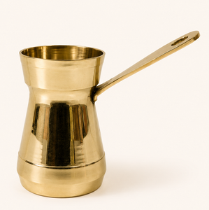 Cafetera Turca/Griega/Árabe de Latón Pulido, Cezve Ibrik, para Estufa, Ecológica, Metálica Vintage - Product Image 1